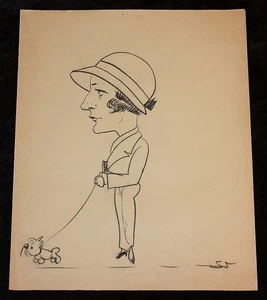Karikatur Portrait Zeichnung ,20/30er Jahre - Bild 1 von 2