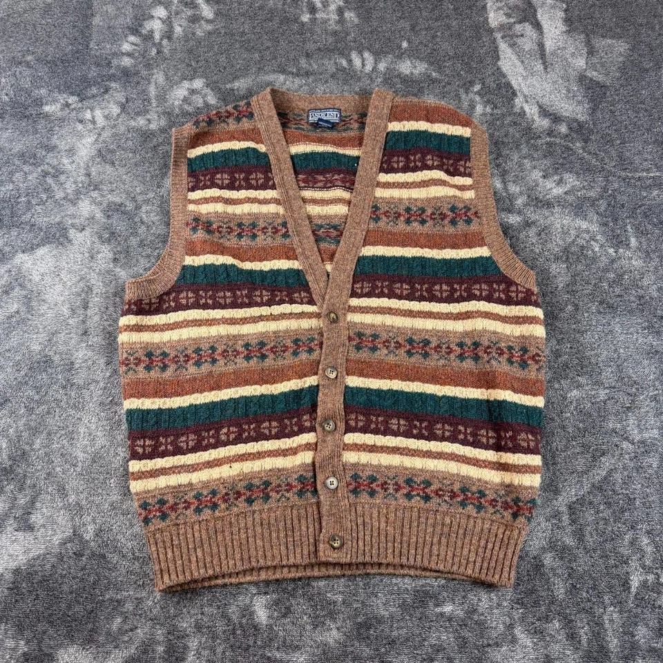 Vtg Lands' End 100% Pure Shetland Wool Fair Isle Sweater Vest Men's L Scotland - Image 1 of 4