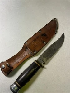 Vintage Edge Mark Solingen Germany Hunting Knife #456 Stacked Leather W/Sheath - Picture 1 of 16