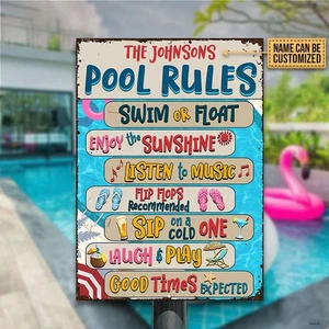 Personalisierte Schwimmbad Regeln Blechschild Sip On Cold One klassische Schilder Deko - Bild 1 von 5