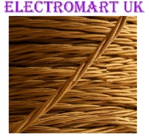 GEDREHTES GEFLOCHTENES ANTIK VINTAGE STOFF BELEUCHTUNGSKABEL DRAHT 3-ADRIG 0,75 MM GOLD - Bild 1 von 1