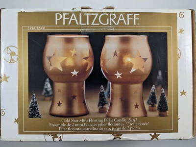 Pfaltzgraff Gold Star Mini Candelabro Pilar Flotante - Juego de 2 - Nuevo en Caja Foto 1 de 4