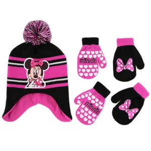 Disney Minnie Mouse Cold Weather Set: Hat and 2 Pair Mittens, Toddler Girls 2-4 - Picture 1 of 5