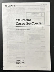 SONY CFD-575, CFD-577 CD Radio Cassette-Corder Operating Instructions Manual - Picture 1 of 1