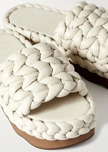 Chloe Woven Wavy Leather Platform Slides - Sandal White EU36 UK3 US6 UVP 860£ - Bild 1 von 16