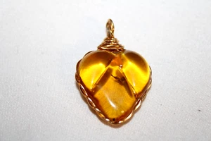Vintage Baltic Amber Heart Pendant - Picture 1 of 7