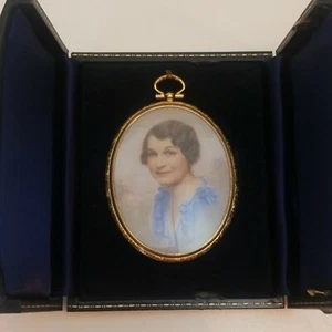 Vintage Bachrach gemaltes Frau Portrait Foto? Glaskasten inklusive - Bild 1 von 24