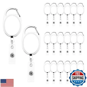 Fushing 20Pcs Retractable ID Badge Holders ID Badge Reels with Clip Retractab - Picture 1 of 5