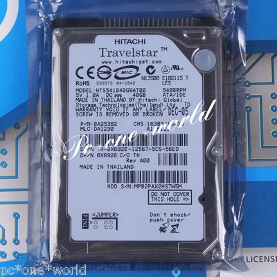 100% OK HTS541040G9AT00 HITACHI 40 GB 2.5" 5400 RPM 8 MB PATA Hard Disk HDD - Image 1 of 2