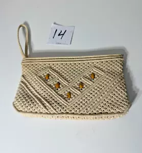 Vintage Cream White Philippine Macrame/Crochet Clutch/Wristlet Purse Bag - Picture 1 of 6