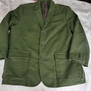 Vintage LL Bean Travel Safari Sport Jacket Blazer Mens 46R Beautiful Dark Green