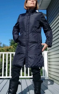 Abrigo acolchado acolchado de plumón negro Via Spiga para mujer invierno hasta la rodilla talla M Foto 1 de 4