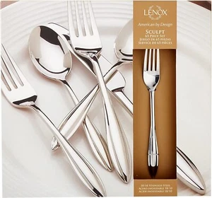 Lenox Sculpt Stainless Flatware Spoons, Forks, Knives, Serving pcs + NEW - Picture 1 of 8