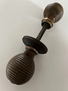 Antik viktorianisches Paar Holz Bronze Ebenholz Bienenstock Felge Türknöpfe Griffe BH104 - Bild 1 von 8