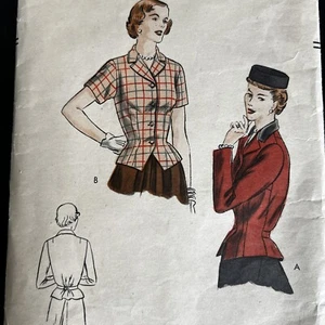 Vintage 40er 50er Vogue 6532 Cutaway Front Jacke Schnittmuster 12 XS GEBRAUCHT - Bild 1 von 13
