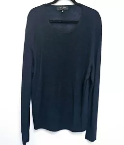 Rag & Bone Men’s Sweater XL Denim Blue & Gray 2 Pcs Lot 100% Merino Wool - Picture 1 of 14