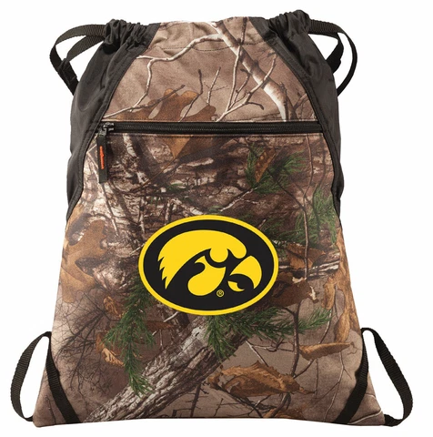 Iowa Hawkeye Camo Cinch Pack REALTREE University of Iowa Drawstring Bag Backpack Cover