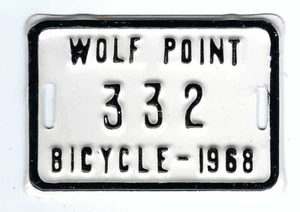 1968 WOLF POINT, MONTANA BICYCLE LICENSE PLATE TAG # 332 - Picture 1 of 1