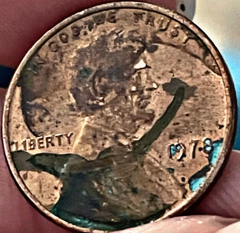 1978,Lincoln memorial cent BLACK ON OBV REV **RARE** no mint rare stained penny Cover