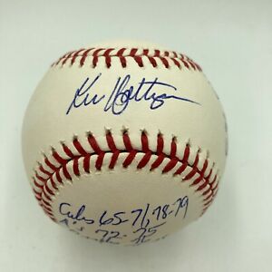 Ken Holtzman Chicago Cubs Signed Heavily Inscribed STAT Baseball With JSA COA