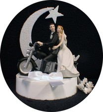 Chiaro di Luna Porcellana Moto Matrimonio Torta Topper Sposo Top Harley Maiale