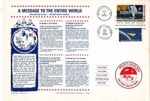 C76 Apollo 11 Moon Landing FDC Nice Multi-Lingual Cachet Combo w/Project Mercury - Picture 1 of 1