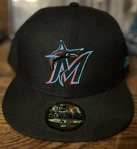 New Era 59Fifty Men's Hat Miami Marlins Game Authentic On Field Black Cap  - Picture 1 of 7