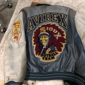AVIREX Indian Head Varsity Genuine Leather Jacket Size M VIntage 90s - Picture 1 of 16