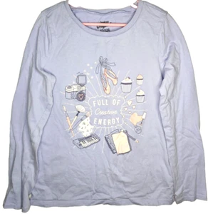 Oshkosh Periwinkle Graphic Long Sleeve Shirt Girls Size 12/12A - Picture 1 of 4