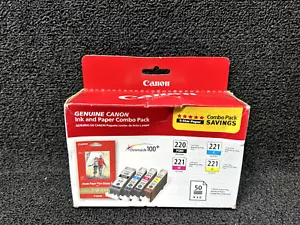 Genuine Canon 220 Photo Black & 221 Tri-color Ink and Photo Paper Combo Pack - Picture 1 of 6