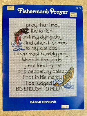 1983 Fisherman Prayer Cross Stitch Chart Pattern Banar Designs Vintage - Image 1 of 4