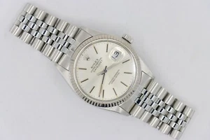 Rolex Datejust 16014 Silver Stick Dial Jubilee Band 36mm Fluted Bezel Circa 1984 - Picture 1 of 9