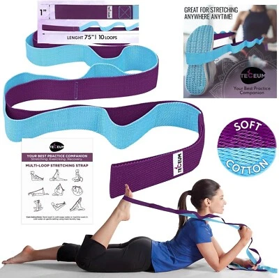 Stretching Strap 10 Loops 75" Physical Therapy Yoga Exercisie Workouts Pilates - Image 1 of 4