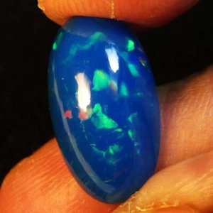 4.90Cts Natural Color Play Ethiopian Blue Opal Oval Cabochon Loose Gem - Picture 1 of 8