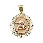 14K Yellow Gold Thinking Angel Cherub Charm Necklace Pendant ~ 1.8