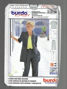 BURDA pattern 8945 jacket pants Sz 10 12 14 16 18 20 22 PLUS uncut UNUSED - Picture 1 of 1