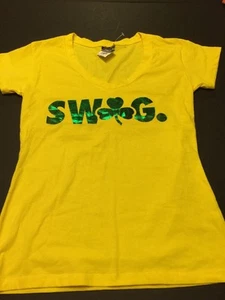 Ladies Yellow St. Patrick's Day T-Shirt Size XL "SWAG." - Picture 1 of 5