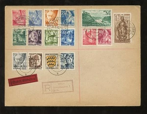 GERMANY RHEINLAND 1947 SET of 15 VFU on REGIST.COVER + FRENCH ZONE 5pf - Picture 1 of 1