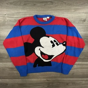 Vintage Disney Mickey Mouse Sweater Mens XL Mickey & Co Red Blue Big Face 90s - Picture 1 of 5