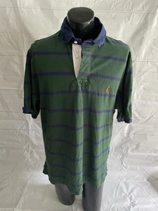 Polo Ralph Lauren Shirt Men's XL TALL Green Stripe Classic Pony Rugby Thick Polo - Bild 1 von 7