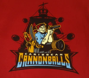 DISNEY PARKS PIRATES OF THE CARIBBEAN CANNONBALLS - MEDIUM RED T-SHIRT K761 - Picture 1 of 5