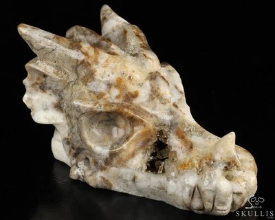 Escultura de calavera con cabeza de dragón de cristal tallada a mano de esfalerita de 5,3", curación Foto 1 de 4