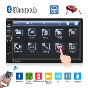 Double 2 Din Car Stereo Radio 7" Bluetooth USB AUX TF IOS/Android MP5 Player - Picture 1 of 12