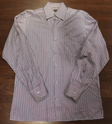 Ermenegildo Zegna Men's Striped Dress Shirt 100% Cotton Button Down Size Small - Image 1 of 4
