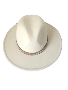 cappello donna stile western colore beige con cintura marrone taglia unica - Foto 1 di 6