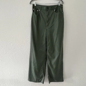 Urban Outfitters High & Wide Green Faux Leather Pants Vegan, Women’s Size 30x30 - Picture 1 of 8