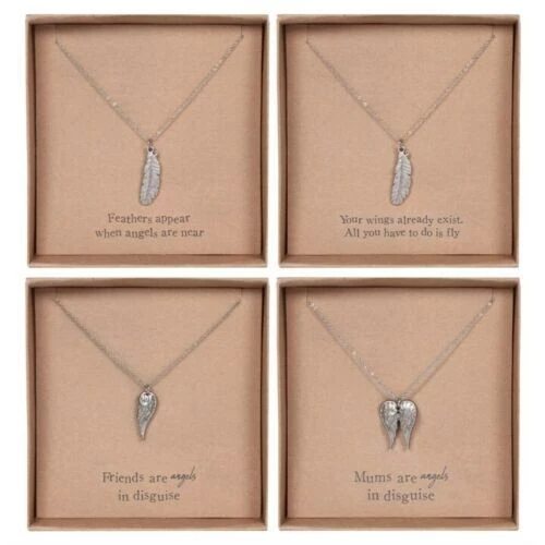 Guardian Angel Wings Feather Necklace In Gift Box Mum Friend Feathers - Image 1 of 1