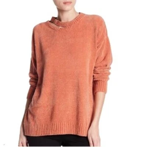 Elodie Pullover Damen L orange Schlitz Ausschnitt Ausschnitt Samt Pullover - Bild 1 von 8