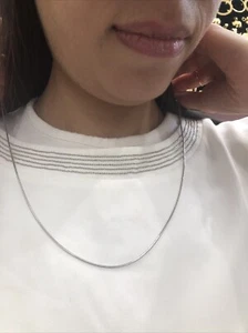 14KT WHITE GOLD SNAKE 🐍 CHAIN SIZE 20” LONG AND 1.5mm WEIGHT 4.7g Very Nice 👍 - Picture 1 of 14