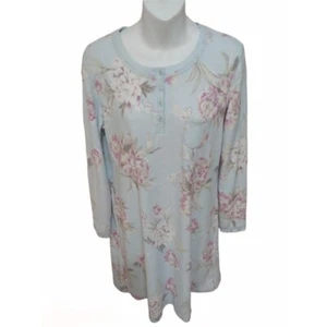 Damen MISS ELAINE Thermo Waffel Blumen Fleece Aqua Ärmel Nachthemd Kleid Gr. M - Bild 1 von 4